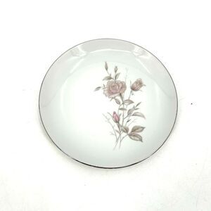 FINE CHINA JAPAN Vintage Laura Appetizer Plate White Floral Platinum Trim 6.25"
